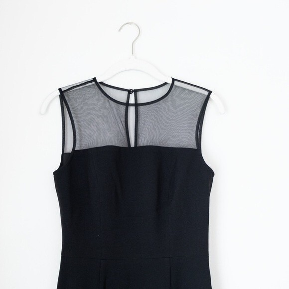 Dress the Population Valerie Sheer Panel Illusion Midi Little Black Dress Size S - Picture 4 of 10